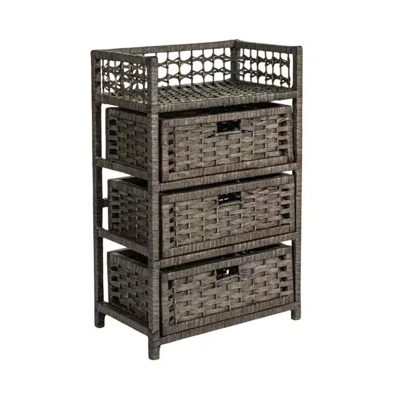 3-Drawer Storage Organizer Unit with Top Shelf and Cutout Handles