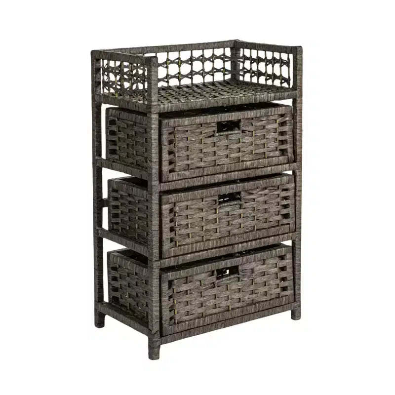 3-Drawer Storage Organizer Unit with Top Shelf and Cutout Handles