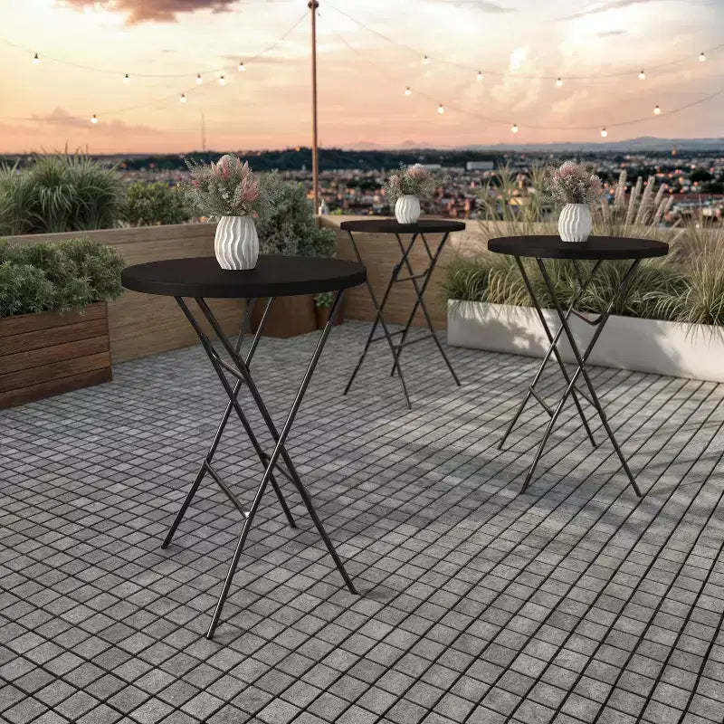 Flash Furniture 2.6-Foot Round Plastic Bar Height Folding Table