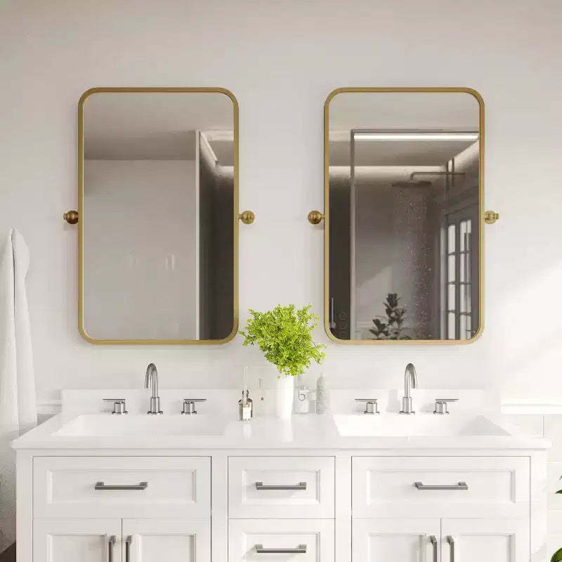 Flash Furniture Finlay Metal Pivot Wall Mirror - Large Accent Vanity Mirror for Bathroom