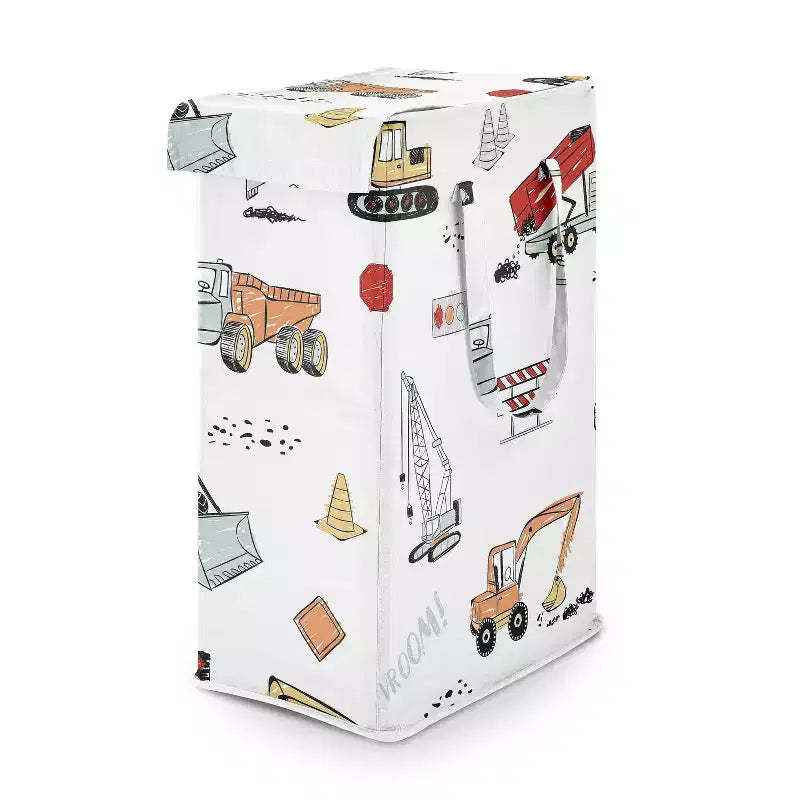 Sweet Jojo Designs Boy Foldable Laundry Hamper with Handles Construction Truck Red Blue and Grey