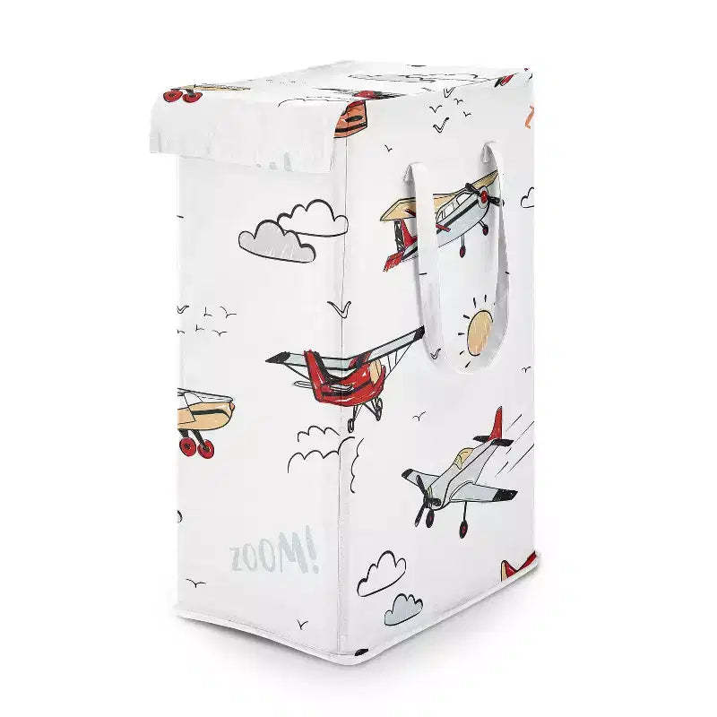 Sweet Jojo Designs Boy Foldable Laundry Hamper with Handles Airplane Red Blue and White