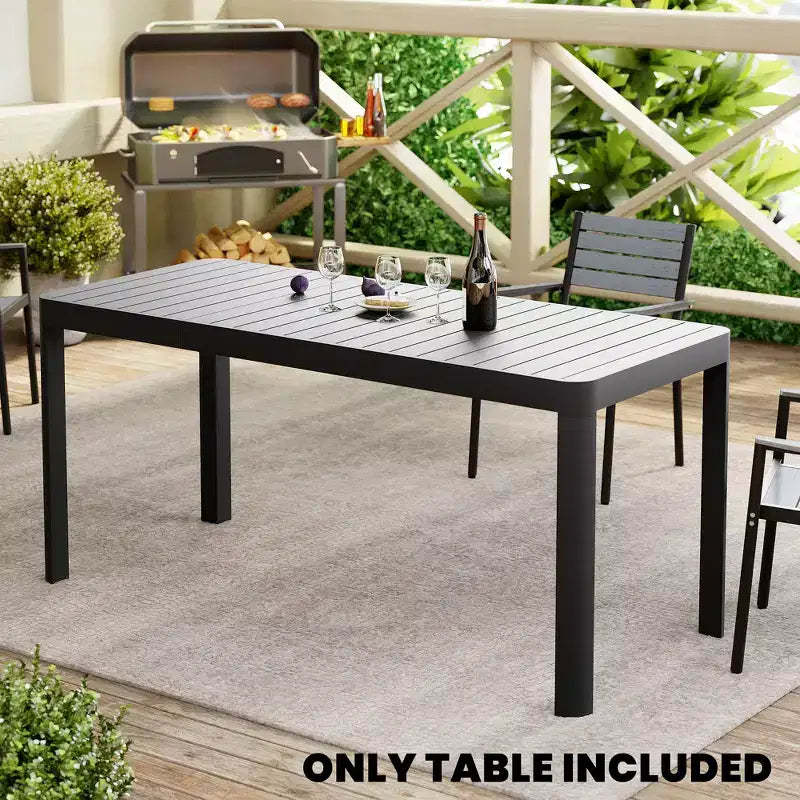 Crestlive Products 4-6 Person Rectangular & Expandable Aluminum Outdoor Dining Table Gray