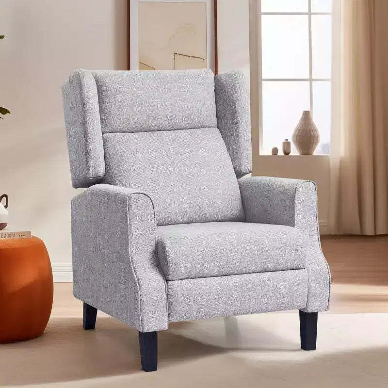 Subrtex Push Back Recliner Chair, Modern Upholstered Manual Wing Chair
