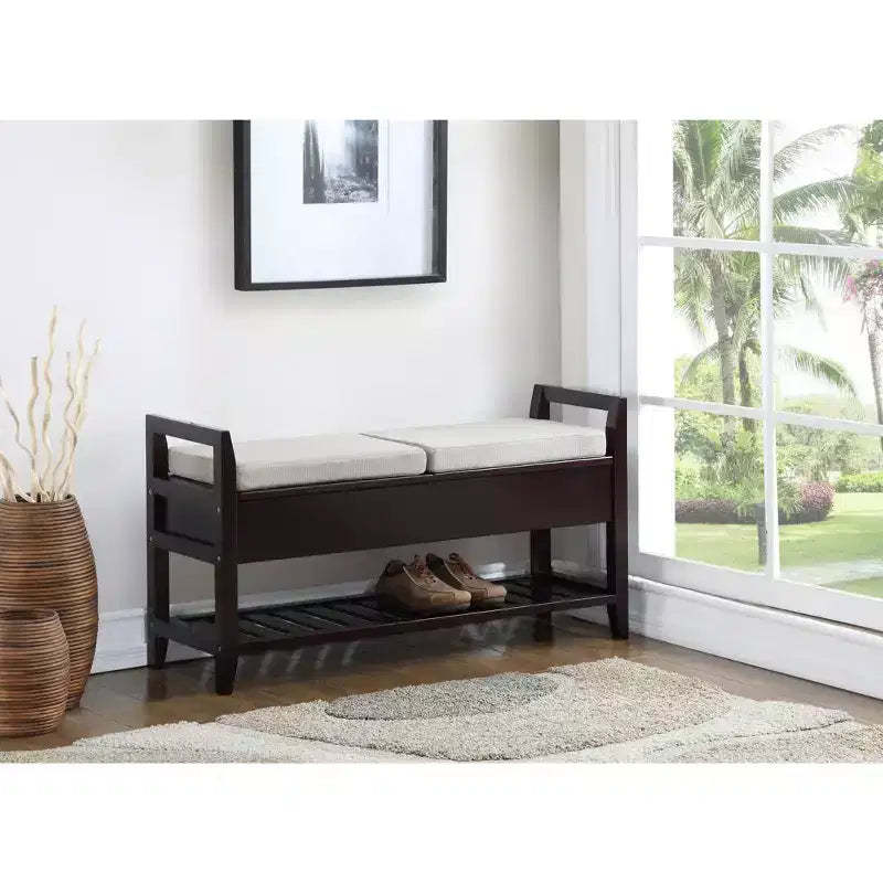 Vannes Espresso Storage Shoe Bench