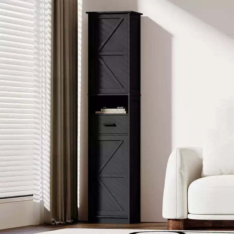67 H Bathroom Storage Cabinet, Floor Cabinet with Drawer, Slim Freestanding Storage Organizer with Adjustable Shelves for Bathroom Living Room