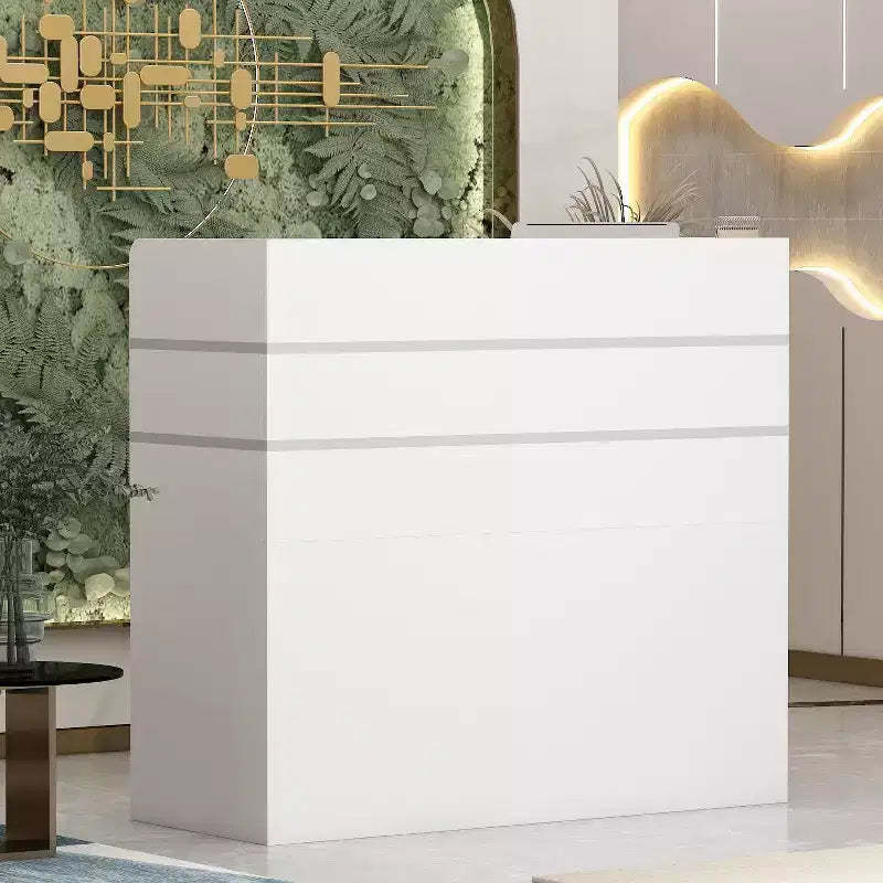 Famapy L-shaped Reception Desk Multifunctional Welcome Desk Workstation