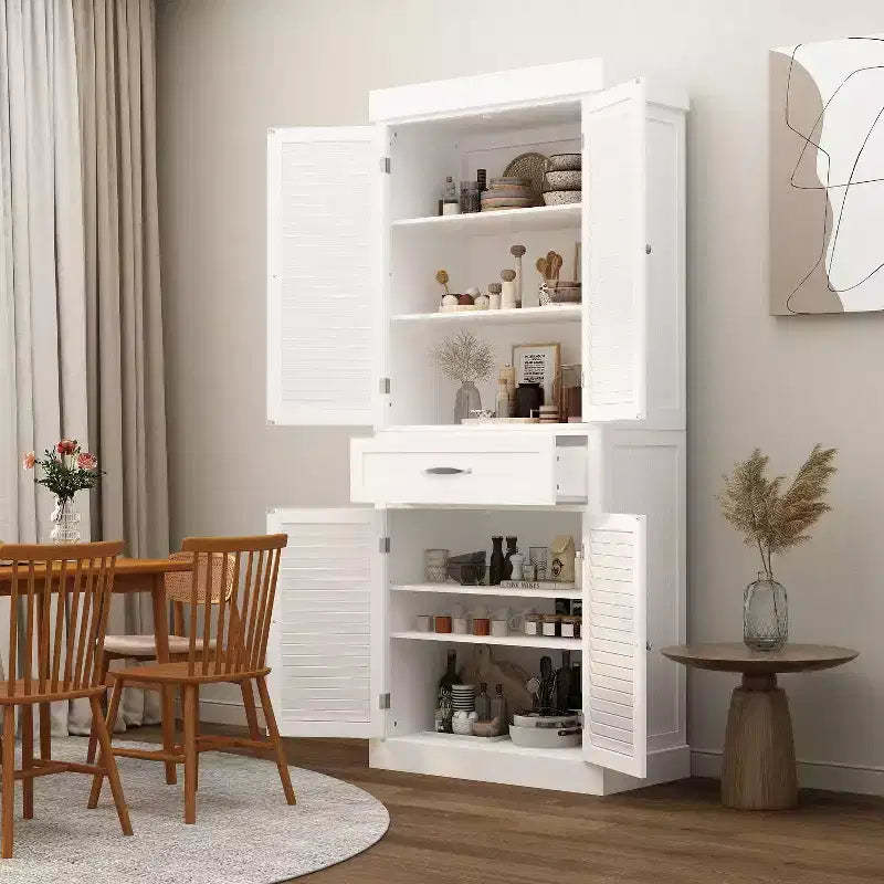 Famapy Wooden Storage Cabinet with 4 Doors in Shutter Finish Design