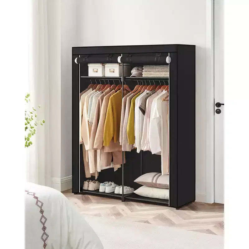 SONGMICS Closet Wardrobe, Portable Closet for Bedroom, Clothes Rail with Non-Woven Fabric Cover, Clothes Storage Organizer, 55.1 x 16.9 x 68.5 Inches
