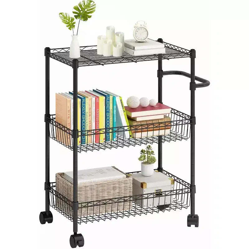 1 iron three-layer kitchen cart silver chrome 60*35*80cm no