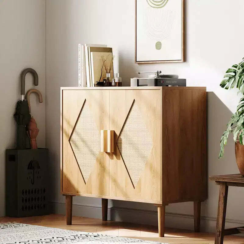 Whizmax Buffet Cabinet with Storage, Storage Cabinet with 2 Rattan Decorated, Sideboard Cabinet, Accent Cabinet for Living Room, Entryway, Natural