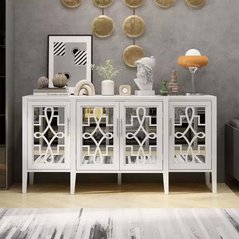 Famapy White Wooden Accent Storage Cabinet Sideboard Dresser Home Organization