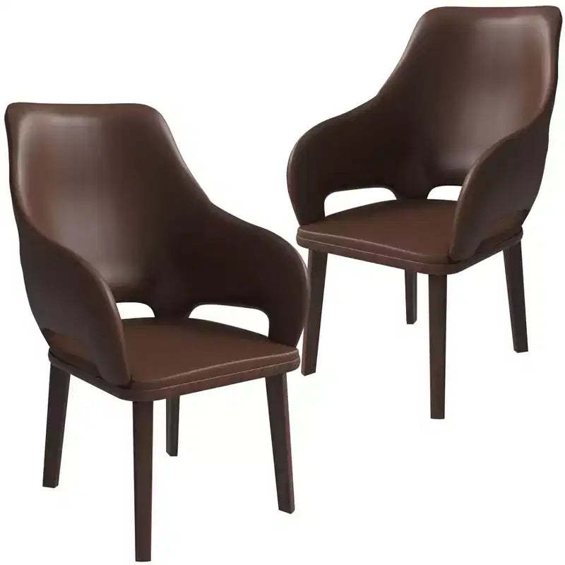 Vivara Collection Set of 2 Leather Dining Chairs with Rubberwood Base and Padded Seat and Back, Modern Accent Chairs for Dining Rooms