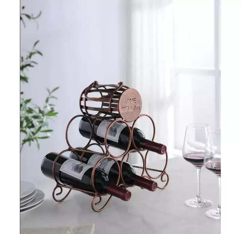 Kings Brand Furniture - Countertop Tabletop Wine Rack, Wine Bottle Storage Holder for Home Kitchen & Bar - Brushed Copper - No Assembly Required