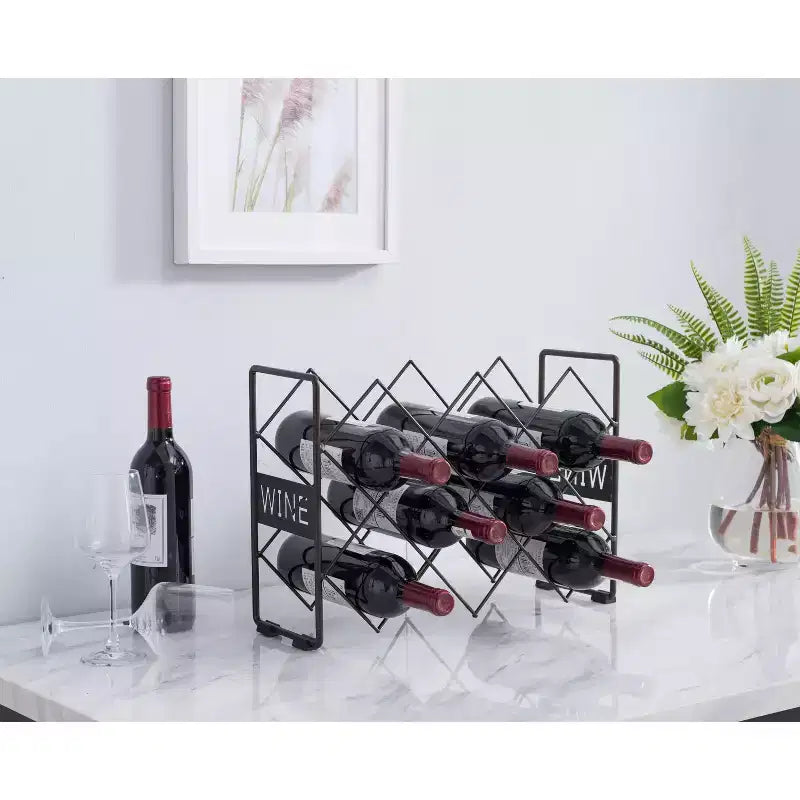 Kings Brand Furniture - Countertop Tabletop Wine Rack, Wine Bottle Storage Holder Stand for Home Kitchen & Bar - Pewter - No Assembly Required