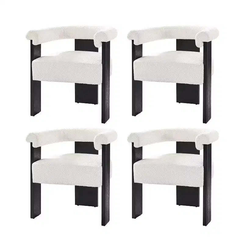 Gerry Boucle Dining Chair Set of 4 With Round Solid Back|ART OF LIVING DESIGNS