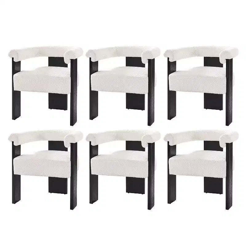 Gerry Boucle Dining Chair Set of 6 With Round Solid Back|ART OF LIVING DESIGNS