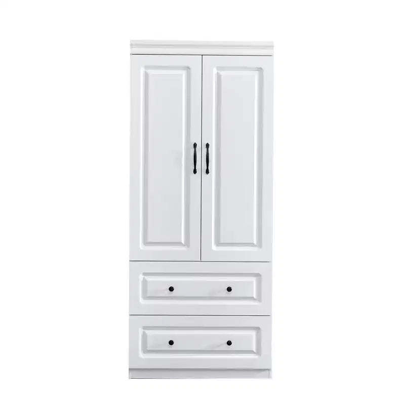 Keloyid White Wood 31.5 in. Armoire with 2 Drawers, 1 Shelf and Hanging Rails