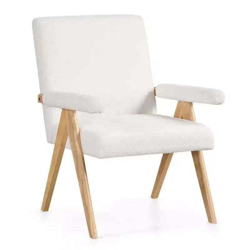 Costway 1/2 PCS Mid-Century Modern Accent Chair with Solid Rubber Wood Frame and Padded Armrests