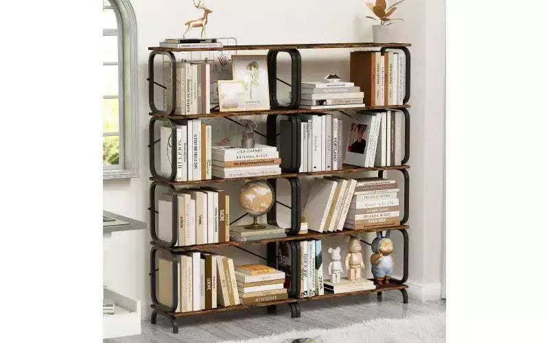 5 Tier 63H Large Book Shelf with Metal Frame, Home Office Open Bookshelf