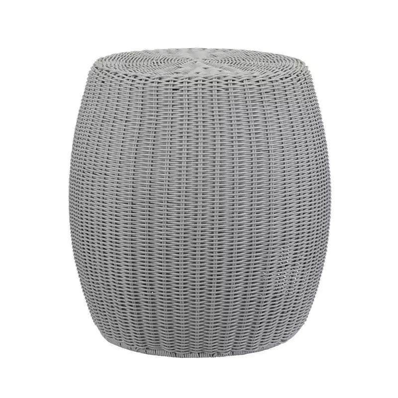 Handwoven Resin Barrel Side Table