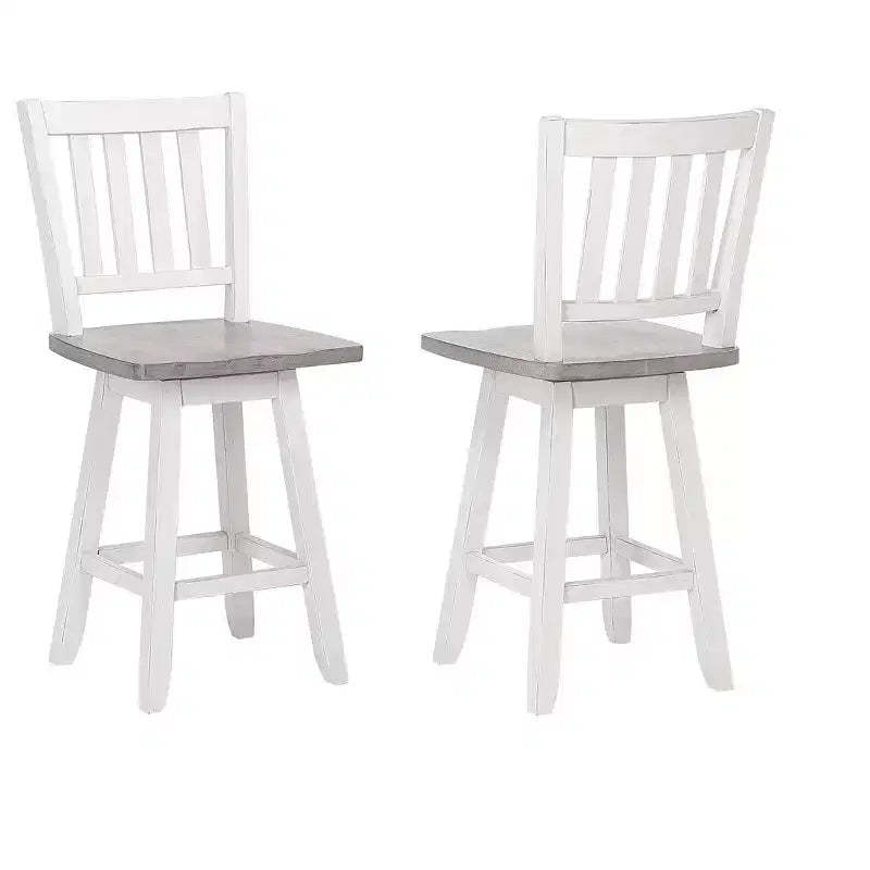 Kings Brand Furniture Gwinn Counter Height Swivel Stool, Set of 2, White/Wash Gray