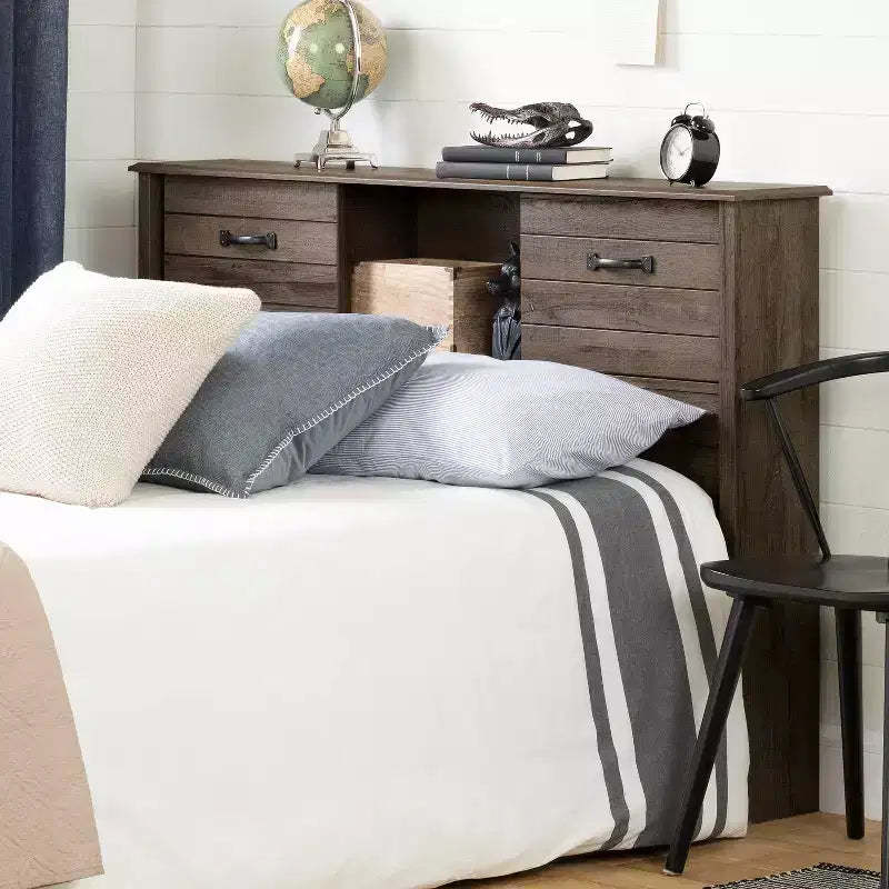 HomeStockFall Oak Ulysses Bookcase Headboard with Storage Sliding Doors