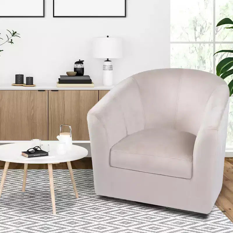Home Imports Emporium 360 Swivel Barrel Chair  Modern Accent Chair with Armrests, Cozy Bucket Design for Living Room or Small Spaces