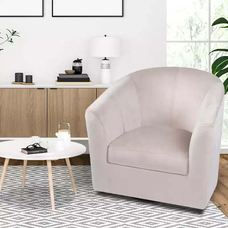 Home Imports Emporium 360 Swivel Barrel Chair  Modern Accent Chair with Armrests, Cozy Bucket Design for Living Room or Small Spaces