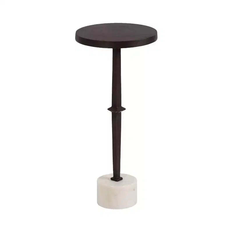 Kate and Laurel Lazaro Pedestal Drink Table, 10x10x22, Bronze and Marble