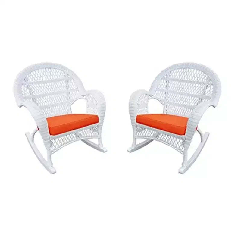 HomeStock Wicker Rocker Chair with Cushion - Set of 2