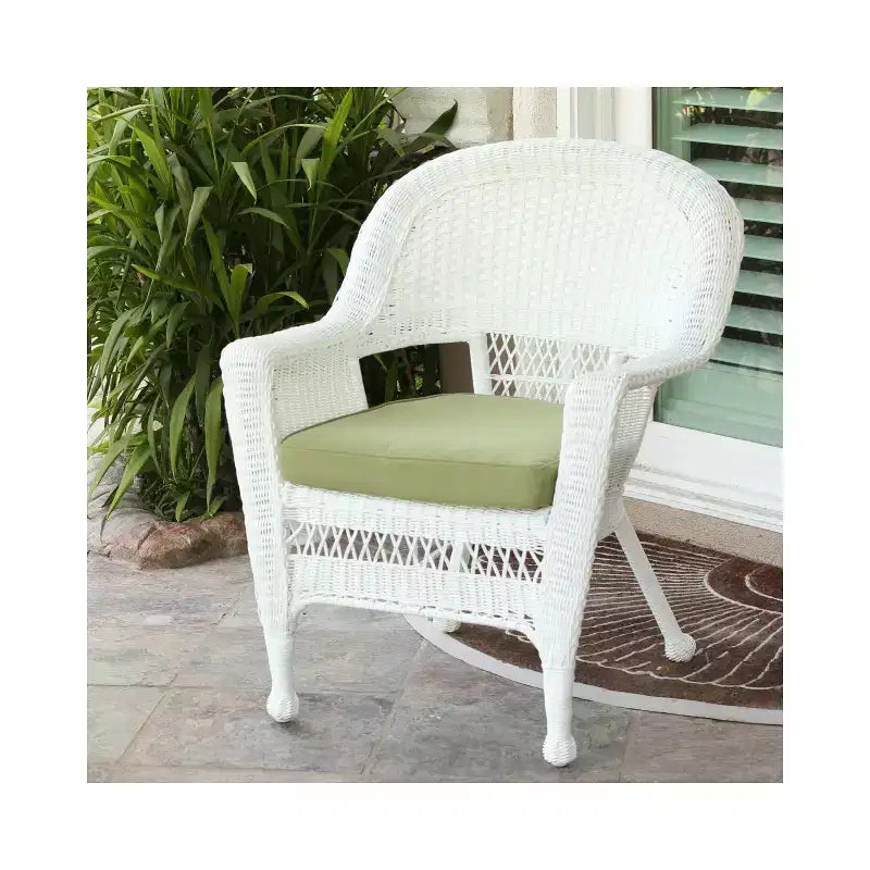 HomeStock White French Fabulous Chair with Green Cushion
