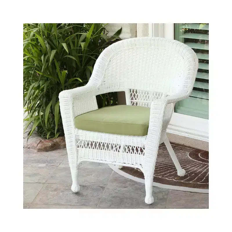 HomeStock White French Fabulous Chair with Green Cushion