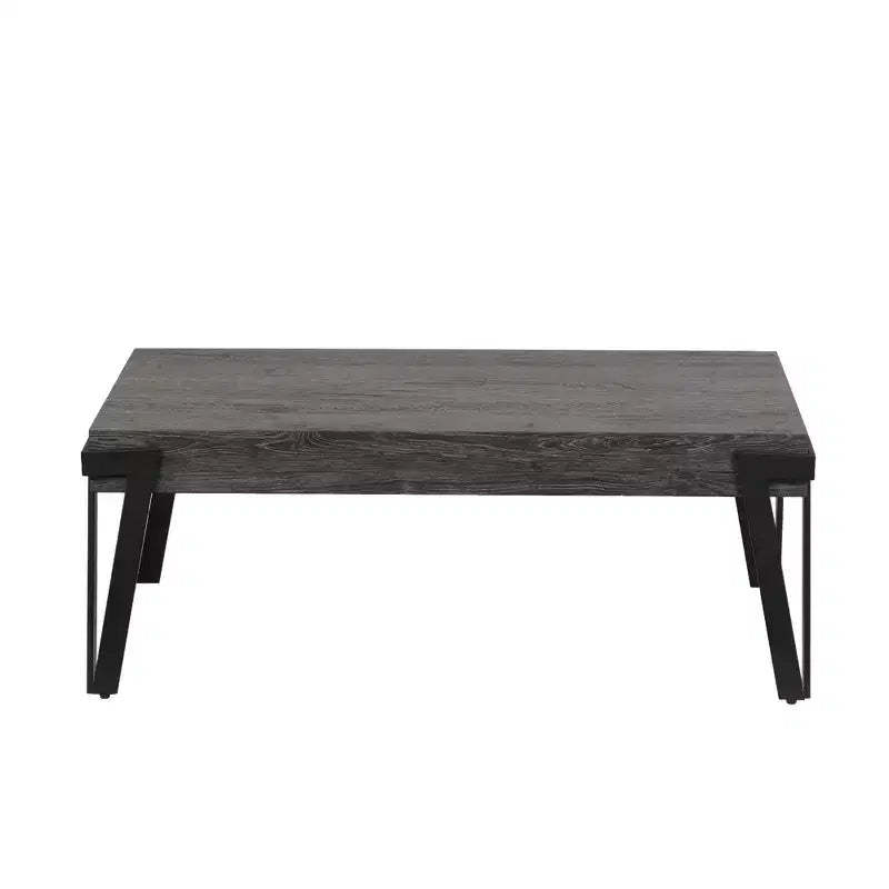 LuxenHome Gray Oak Manufactured Wood and Metal 43-Inch Wide Coffee Table Black