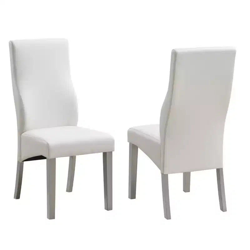 Kings Brand Furniture Avilla Kitchen Dining Room Upholstered Side Chairs, Set of 2, Champagne/White