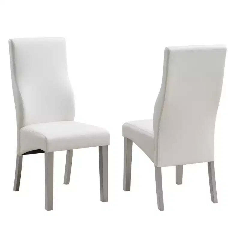 Kings Brand Furniture Avilla Kitchen Dining Room Upholstered Side Chairs, Set of 2, Champagne/White