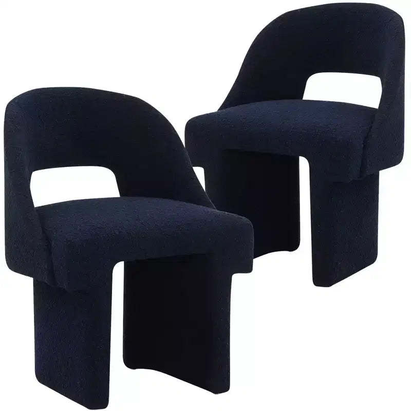 LeisureMod Quell Modern Side Boucle Accent Chairs Set of 2  Stylish Cozy Upholstered Seats with Curved Backs for Living Room, Bedroom, or Lounge