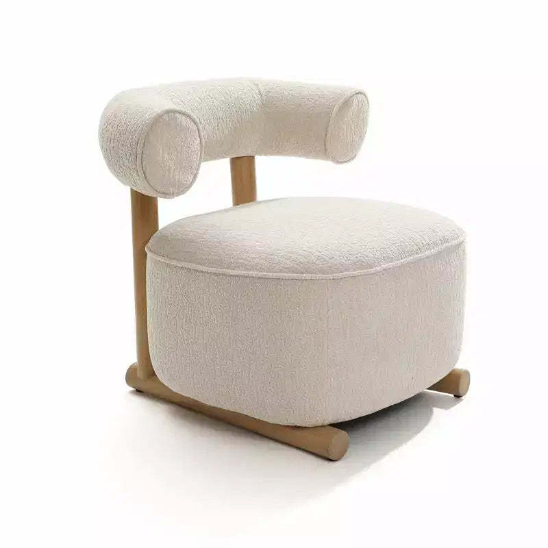 LuxenHome Upholstered Cream Modern U-Shape Back Accent Chair Beige
