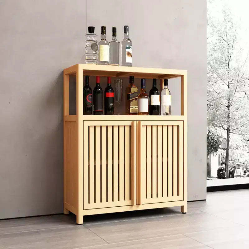 Bamboo Buffet Sideboard Cabinet, Bathroom Storage Cabinet, Coffee Bar Cabinet, Freestanding Floor Cabinet For Kitchen Living Room Bathroom