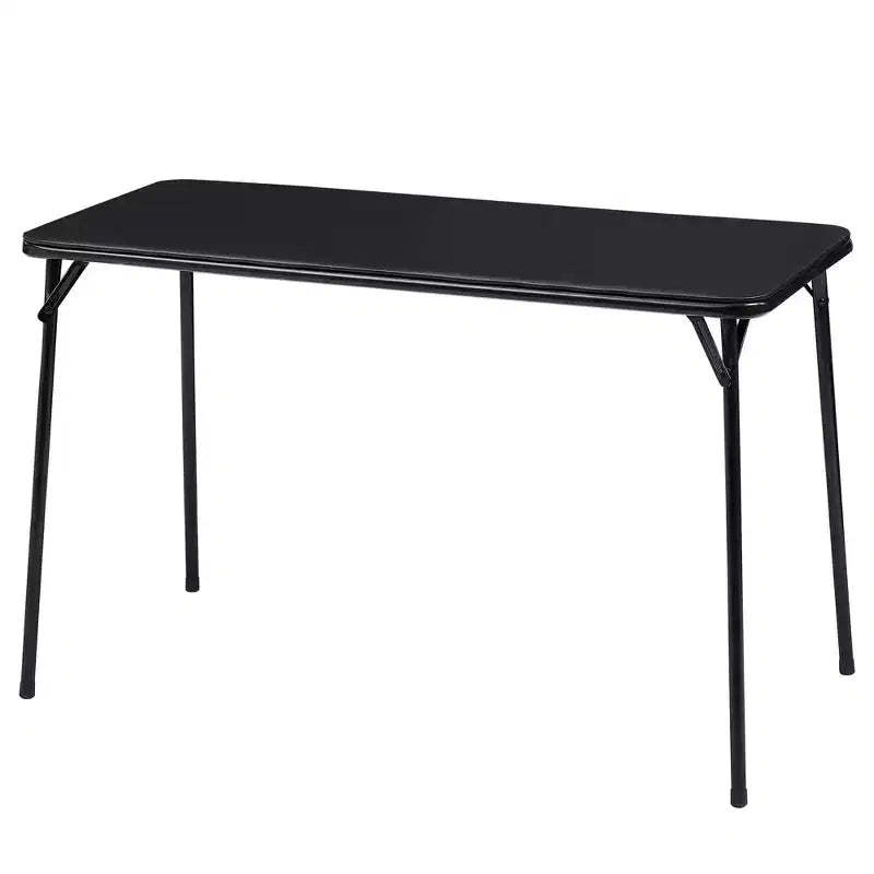 VECELO 4ft Plastic Folding Table with Hanging Bag Indoor Outdoor Heavy Duty Portable Table with Handle/Lock for Picnic Black