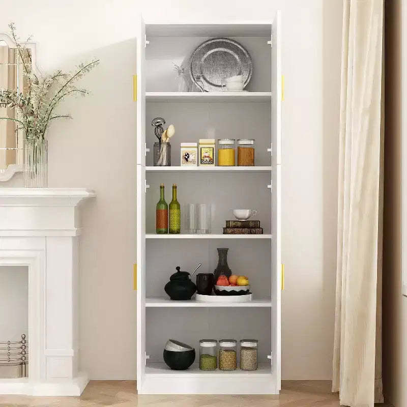 Famapy 5-Shelf Kitchen Cabinet Pantry Cabinet 4-Door Adjustable Shelves