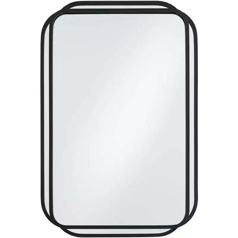 Uttermost Double Radius Matte Black 24 x 36 1/4 Wall Mirror