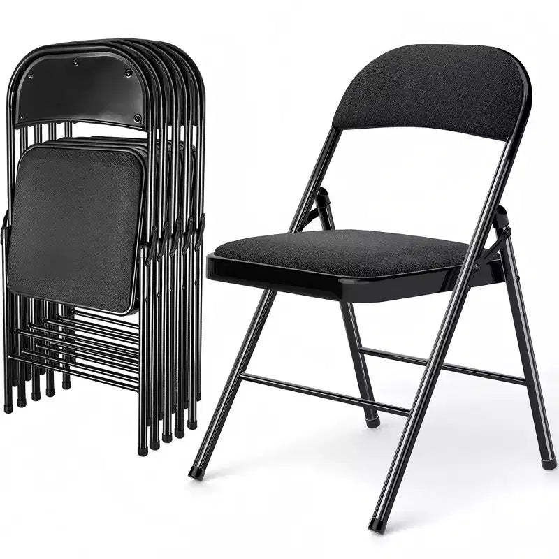 SUGIFT 6 Pack Folding Chairs Fabric Cover Padded Folding Chair with Durable Steel Frame