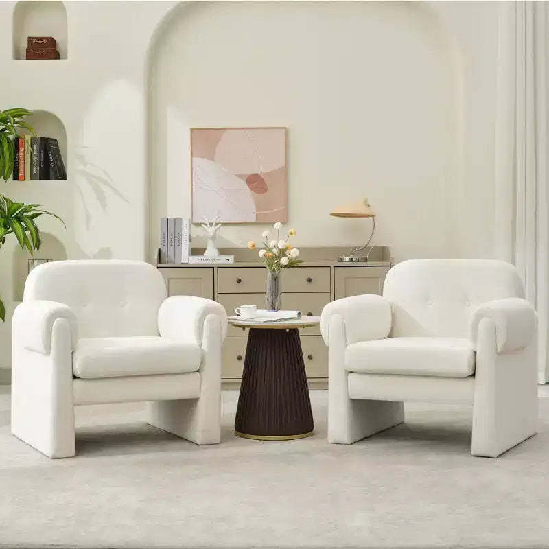 Hyleory 33.07'' Downy Fluffy Cloud Upholstered Accent Chair,Armchair for Bedroom Reception Area Reading Room Living Room(set of 2)