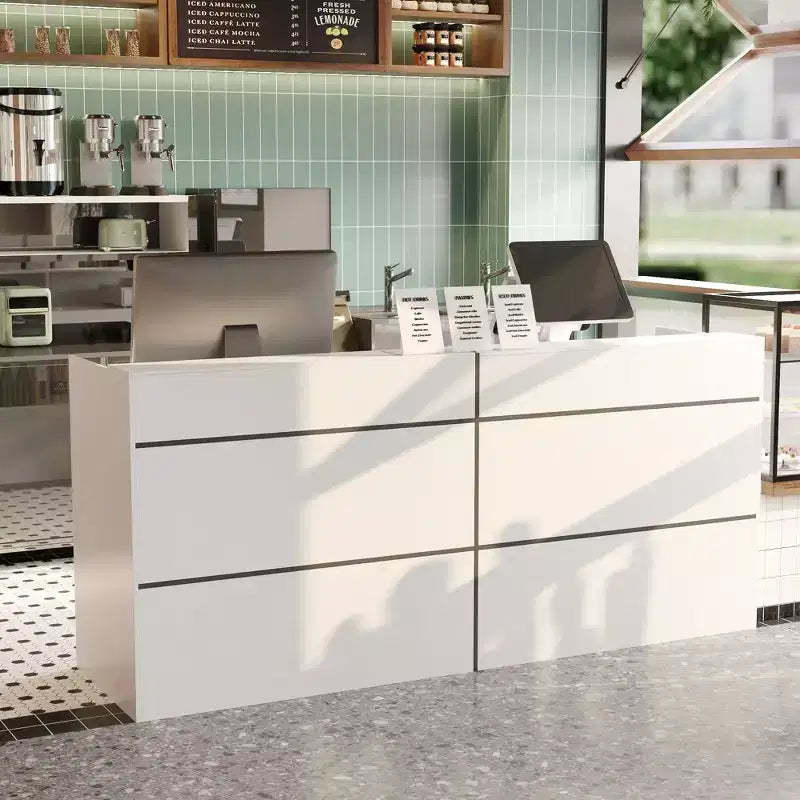 Famapy White Modern Reception Desk Front Counter Desk