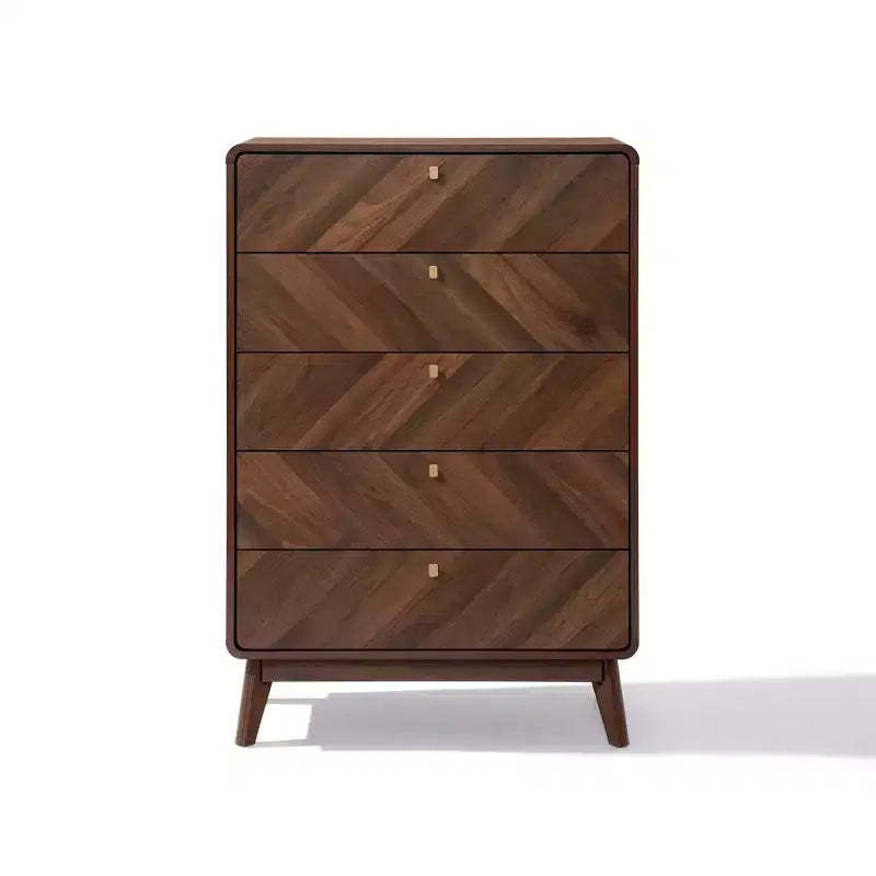 LuxenHome Columbia Engineered Wood 47.5-Inch Tall 5-Drawer Bachelor Chest Brown