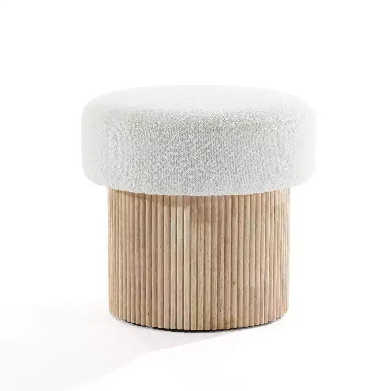 LuxenHome Storage Ottoman, 15.7D x 15.7H Modern Upholstered Padded Footstool with Storage and Wood Fluted Base, Accent Small Table Brown