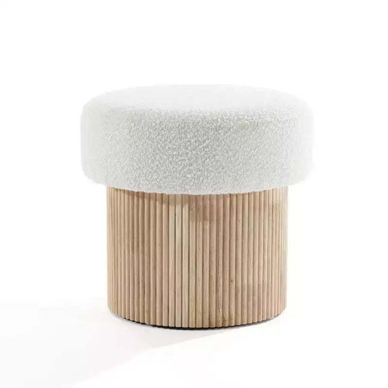 LuxenHome Storage Ottoman, 15.7D x 15.7H Modern Upholstered Padded Footstool with Storage and Wood Fluted Base, Accent Small Table Brown