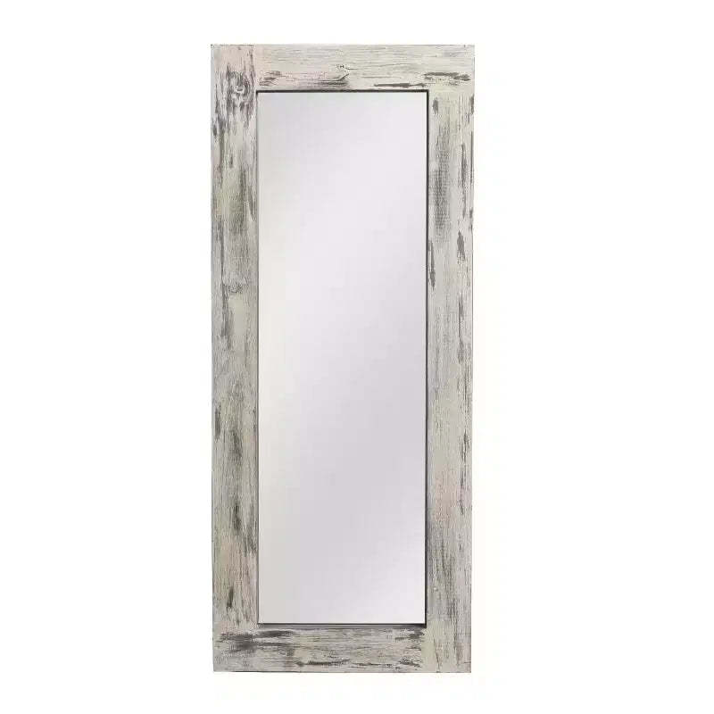 PexFix 24 in. W x 58 in. H Farmhouse Rectangular Solid Wood Framed Full Length Leaning Mirror in Weathered White