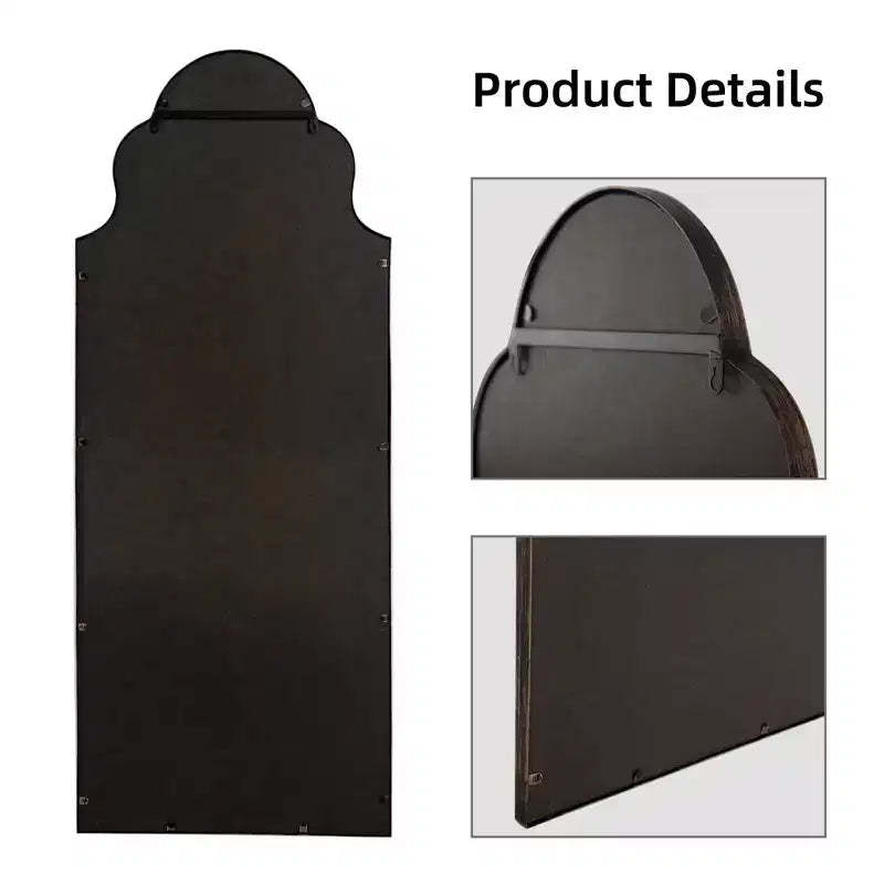 PexFix 59x24 Ironwork Carved Right-angle Arched Black Full-length Mirror